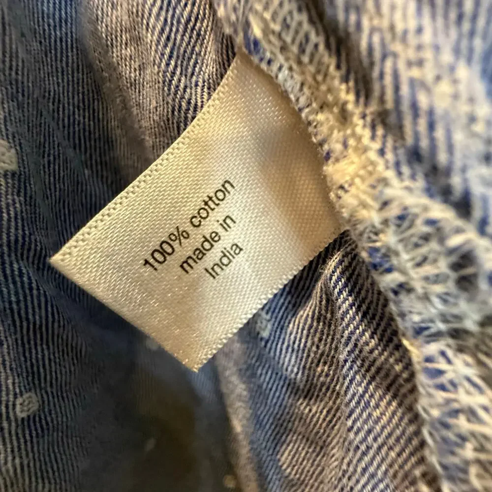 Lane Bryant Chambray Cotton Top Blouse Shirt Blue Popover Swing Size 22 24